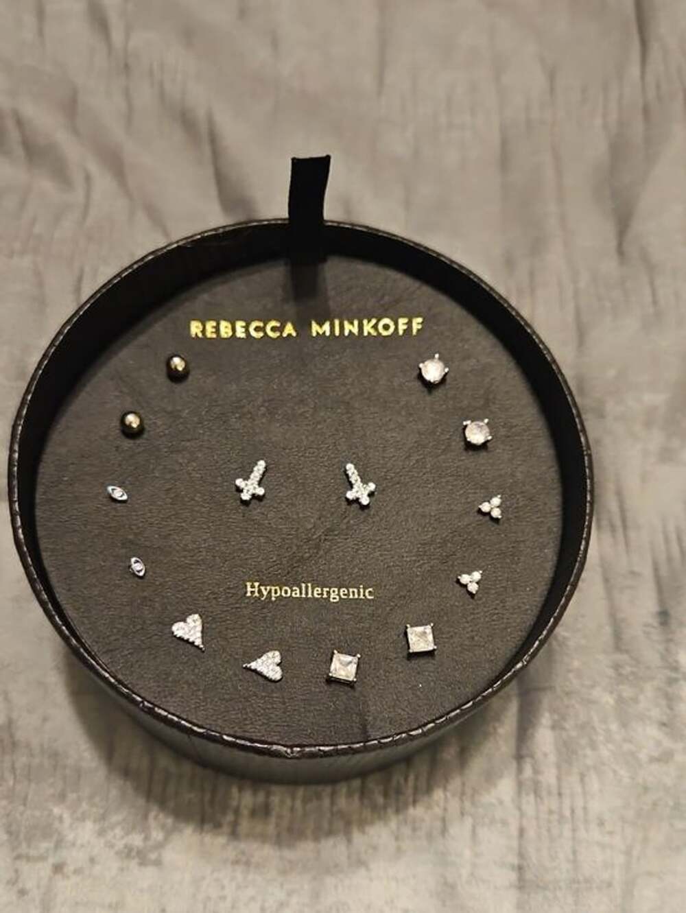 Rebecca Minkoff 8 Pair Hypoallergenic Stud Earring Set Silver Crystal
